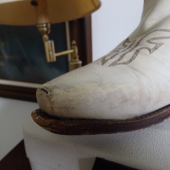 Frye Daisy Duke Beige All leather cowboy boots size 10 - Picture 7 of 8